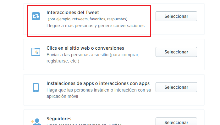Crear anuncios en Twitter